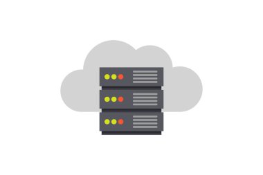 Bulut hesaplama simgesine sahip sunucu. vektör çizimi tasarımı