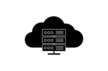 Bulut hesaplama simgesine sahip sunucu. vektör çizimi tasarımı