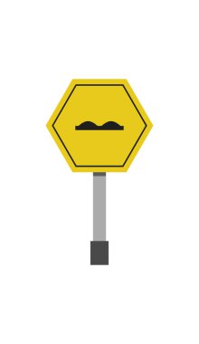 Beyaz arkaplanda sarı yol simgesi çizili