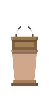 Mikrofon ikonlu podyum, düz tasarım vektörü 