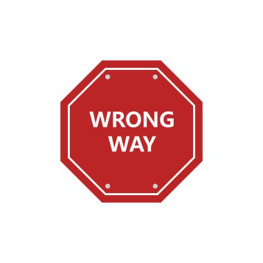 Beyaz arkaplanda yanlış yol işareti simgesi çizilmiş