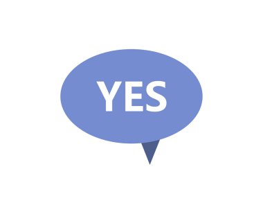 evet baloncuk simgesi beyaz arkaplanda gösterilmiştir