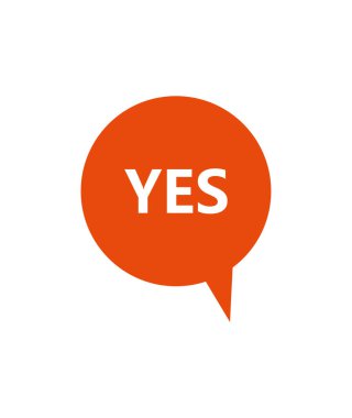 evet baloncuk simgesi beyaz arkaplanda gösterilmiştir