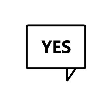 evet baloncuk simgesi beyaz arkaplanda gösterilmiştir