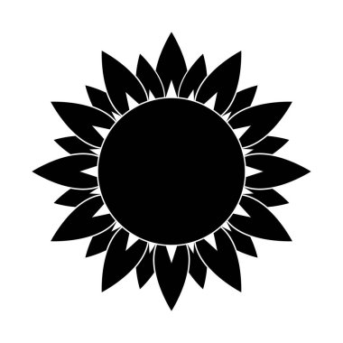 Beyaz arkaplanda çiçeğin siyah silueti, vektör