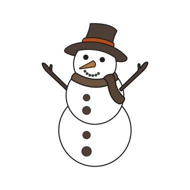 Eşarplı ve şapkalı kardan adam izole edilmiş simge