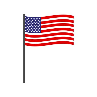 ABD bayrağı, vektör illüstrasyonu, düz ve renkli