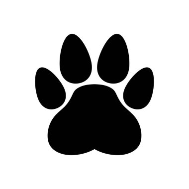 Köpek pençesi izi ikonu. Web tasarımı için hayvan pençesi vektör simgesinin basit çizimi