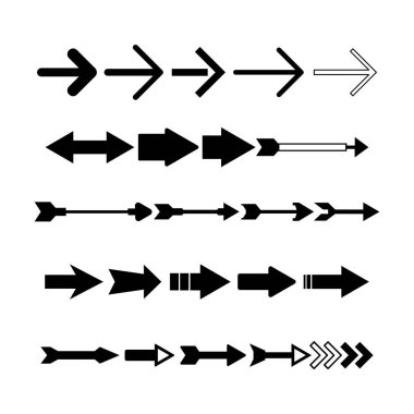 Beyaz üzerine siyah ok vektör kümesi