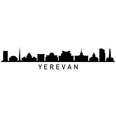 Erivan Skyline Siluet Tasarımı Şehir Vektör Sanatı Ünlü Binalar Damgası 