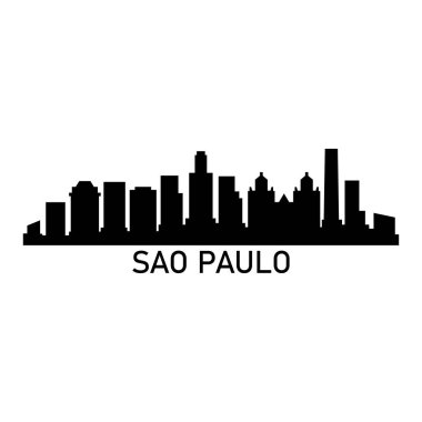Sao Paulo Skyline Siluet Tasarım Şehir Sanatı Ünlü Binalar Damgası 