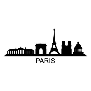 Paris Skyline Siluet Tasarımı Şehir Vektör Sanatı Ünlü Binalar Damgası 