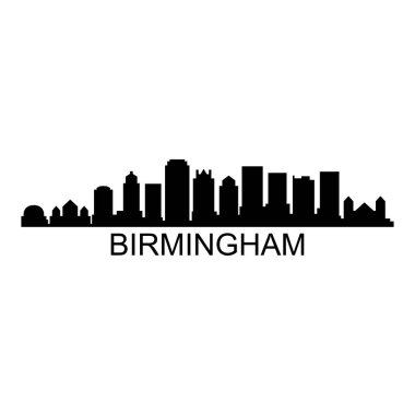 Birmingham Skyline Siluet Tasarım Şehir Sanatı Ünlü Binalar Damgası 