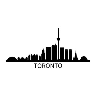 Toronto Skyline Siluet Tasarım Şehir Vektör Sanatı Ünlü Binalar Damgası 