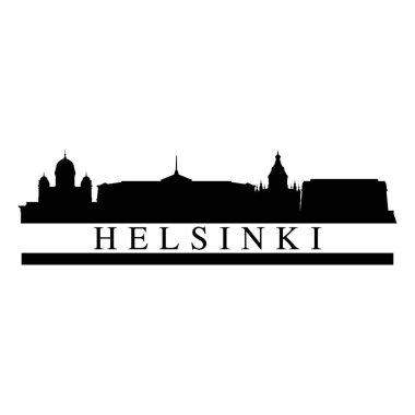 Helsinki Skyline Siluet Tasarım Şehir Vektör Sanatı Ünlü Binalar Damgası 
