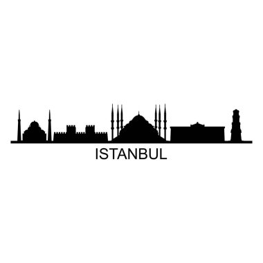 İstanbul Skyline Siluet Şehir Tasarımı Sanatı Ünlü Binalar Damgası 