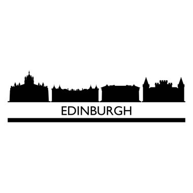 Edinburgh Skyline Siluet Tasarım Şehir Sanatı Ünlü Binalar Damgası 
