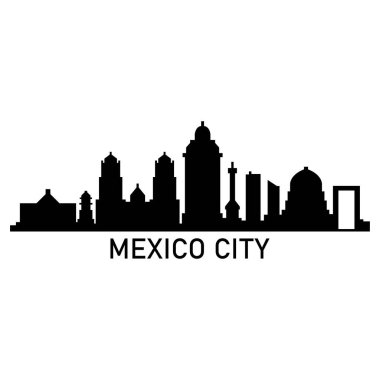 Mexico City Skyline Siluet Tasarım Şehir Vektör Sanatı Ünlü Binalar Damgası 