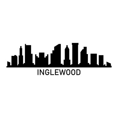 Inglewood Skyline Siluet Tasarım Şehir Sanatı Ünlü Binalar Damgası 