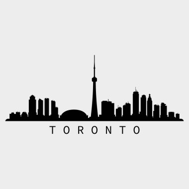 Toronto Skyline Siluet Tasarım Şehir Vektör Sanatı Ünlü Binalar Damgası 