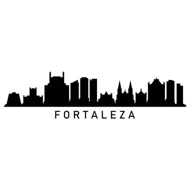 Fortaleza Skyline Siluet Tasarım Şehir Vektör Sanatı Ünlü Binalar Damgası 