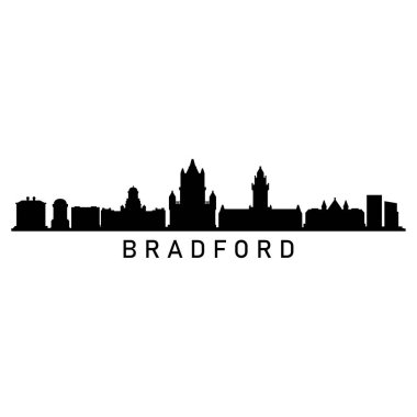Bradford Skyline Siluet Tasarım Şehir Vektör Sanatı Ünlü Binalar Damgası 