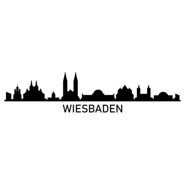 Wiesbaden Skyline Siluet Tasarım Şehir Sanatı Ünlü Binalar Damgası 