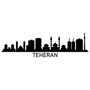 Tahran Skyline Siluet Tasarım Şehir Vektör Sanatı Ünlü Binalar Damgası 