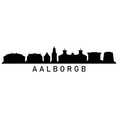 Aalgborg Skyline Siluet Tasarım Şehir Sanatı Ünlü Binalar Damgası 