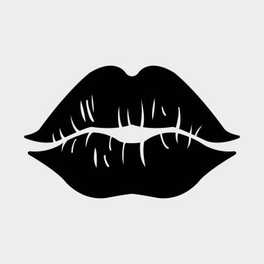 Siyah çizgileri olan dudaklar. vektör illüstrasyonu
