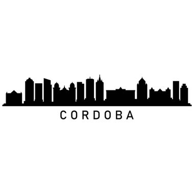 Cordoba Skyline Siluet Tasarım Şehir Vektör Sanatı Ünlü Binalar Damgası 
