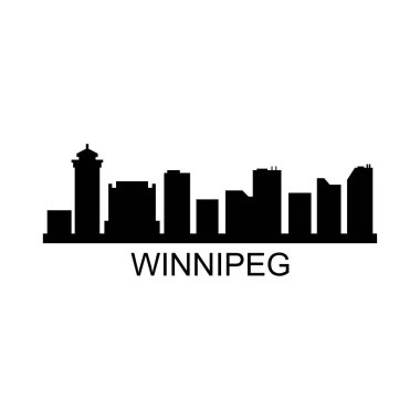 Winnipeg Skyline Siluet Tasarım Şehir Sanatı Ünlü Binalar Damgası 