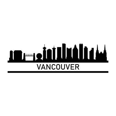 Vancouver Skyline Siluet Tasarım Şehir Sanatı Ünlü Binalar Damgası 