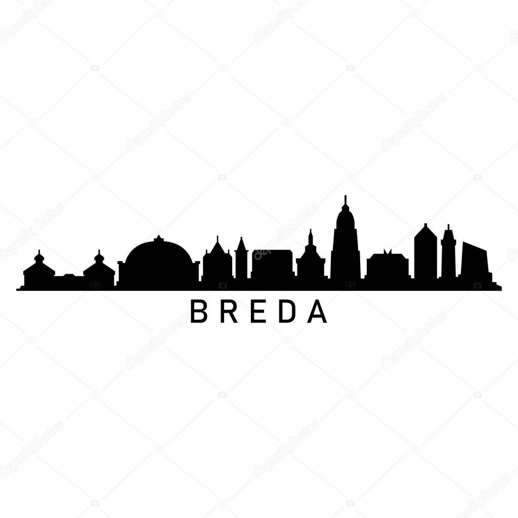 Breda Skyline Silhouette Design City Vector Art Famous Buildings Stamp