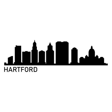 Hartford Skyline Siluet Tasarım Şehir Vektör Sanatı Ünlü Binalar Damgası 