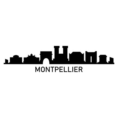 Montpellier Skyline Siluet Tasarım Şehir Vektör Sanatı Ünlü Binalar Damgası 