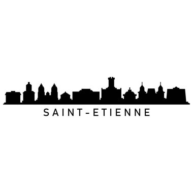 Saint Etienne Skyline Siluet Tasarım Şehir Sanatı Ünlü Binalar Damgası 