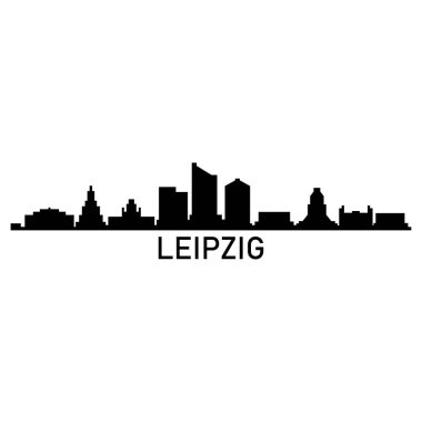 Leipzig Skyline Siluet Tasarım Şehir Sanatı Ünlü Binalar Damgası 