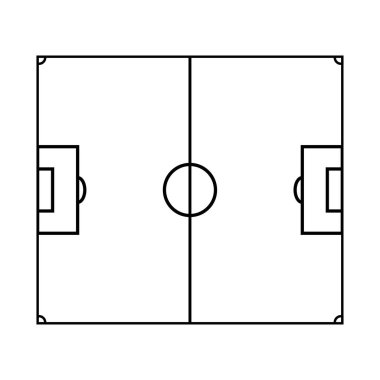 Futbol sahası ikonu. Beyaz arkaplanda izole edilmiş web tasarımı için futbol alanı vektör simgesinin özet çizimi