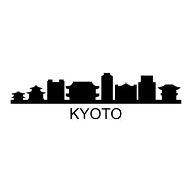 Kyoto Skyline Siluet Tasarım Şehir Vektör Sanatı Ünlü Binalar Damgası 