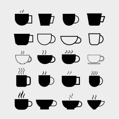 kahve fincanı simgesi vektör illüstrasyonunu ayarla