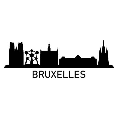 Bruxelles Skyline Siluet Tasarım Şehir Sanatı Ünlü Binalar Damgası 