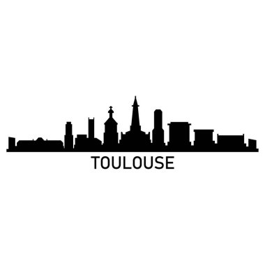 Toulouse Skyline Siluet Tasarım Şehir Sanatı Ünlü Binalar Damgası 