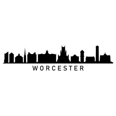 Worcester Skyline Siluet Tasarım Şehir Vektör Sanatı Ünlü Binalar Damgası 