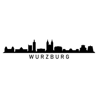 Wurzburg Skyline Siluet Tasarım Şehir Sanatı Ünlü Binalar Damgası 