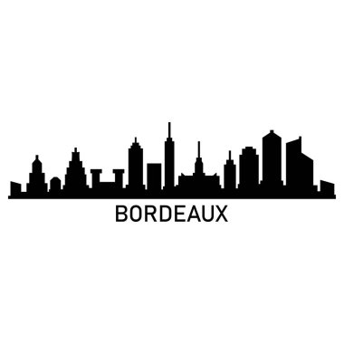 Bordeaux Skyline Siluet Tasarım Şehir Vektör Sanatı Ünlü Binalar Damgası 