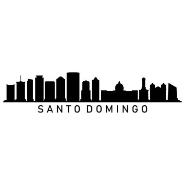 Santo Domingo Skyline Siluet Tasarım Şehir Sanatı Ünlü Binalar Damgası 