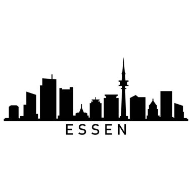 Essen Skyline Siluet Tasarımı Şehir Vektör Sanatı Ünlü Binalar Damgası 