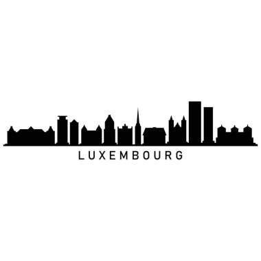 Lüksemburg Skyline Siluet Tasarım Şehir Sanatı Ünlü Binalar Damgası 