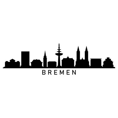 Bremen Skyline Siluet Tasarımı Şehir Vektör Sanatı Ünlü Binalar Damgası 